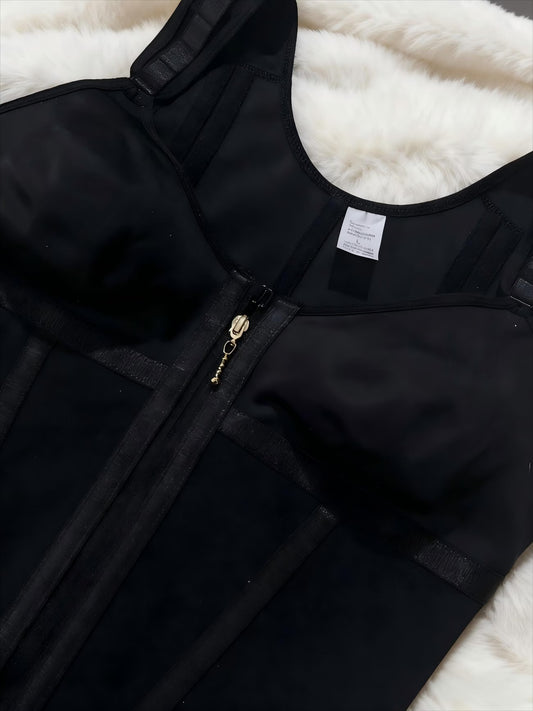 Top modelador feminino elegante com zíper