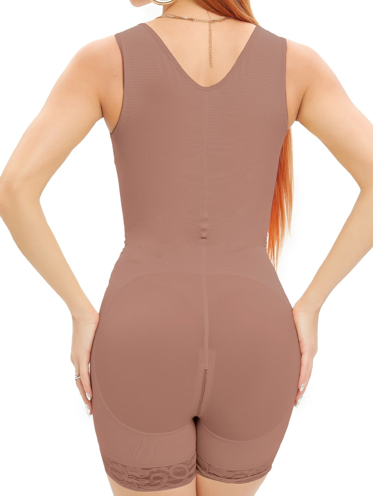 Body Modelador de Uma Peça com Corpete de Barriga com Decote