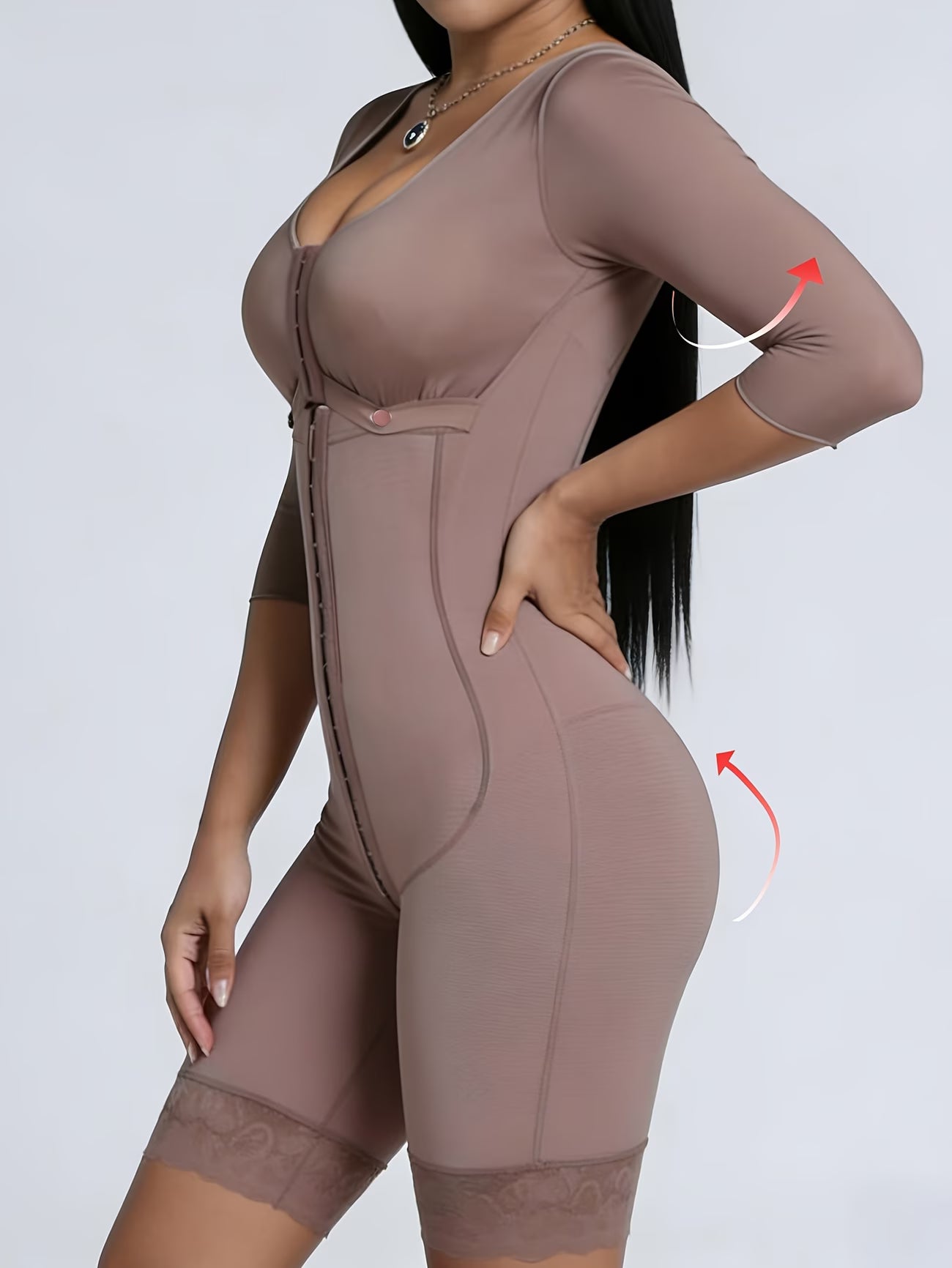 Macacão Modelador Feminino Estilo Ocidental com Detalhes em Renda