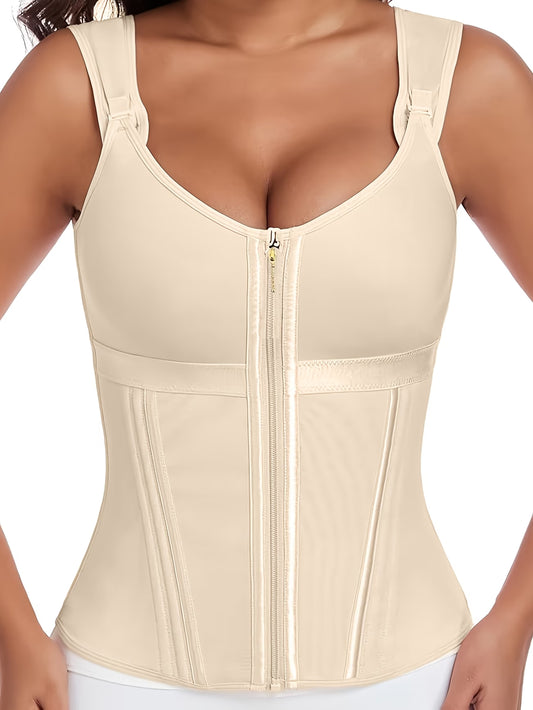 Top modelador feminino elegante com zíper