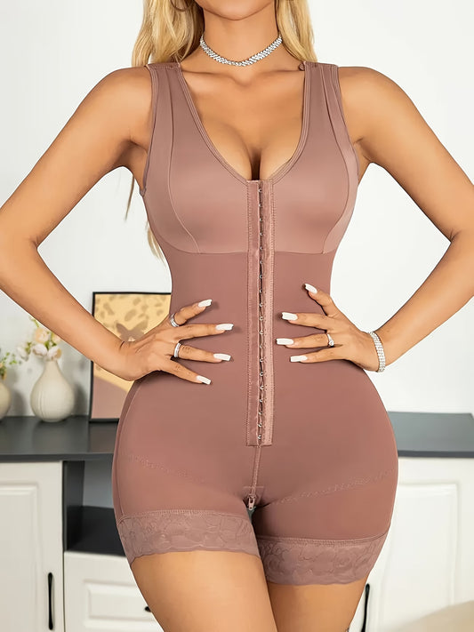 Body Modelador de Uma Peça com Corpete de Barriga com Decote
