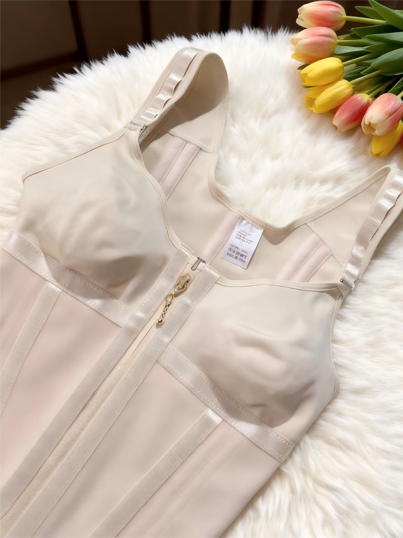 Top modelador feminino elegante com zíper