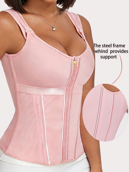 Top modelador feminino elegante com zíper